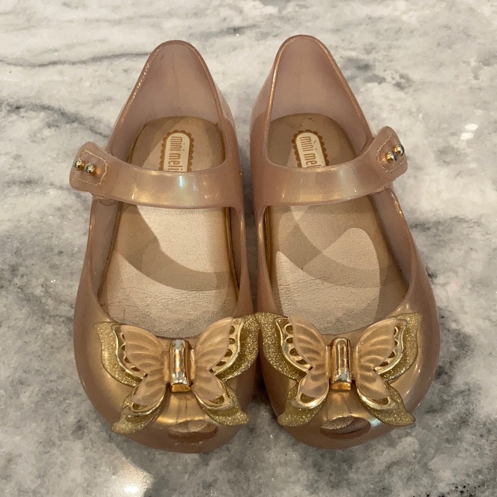 Toddler Gold Butterfly Mini Melissa Shoes